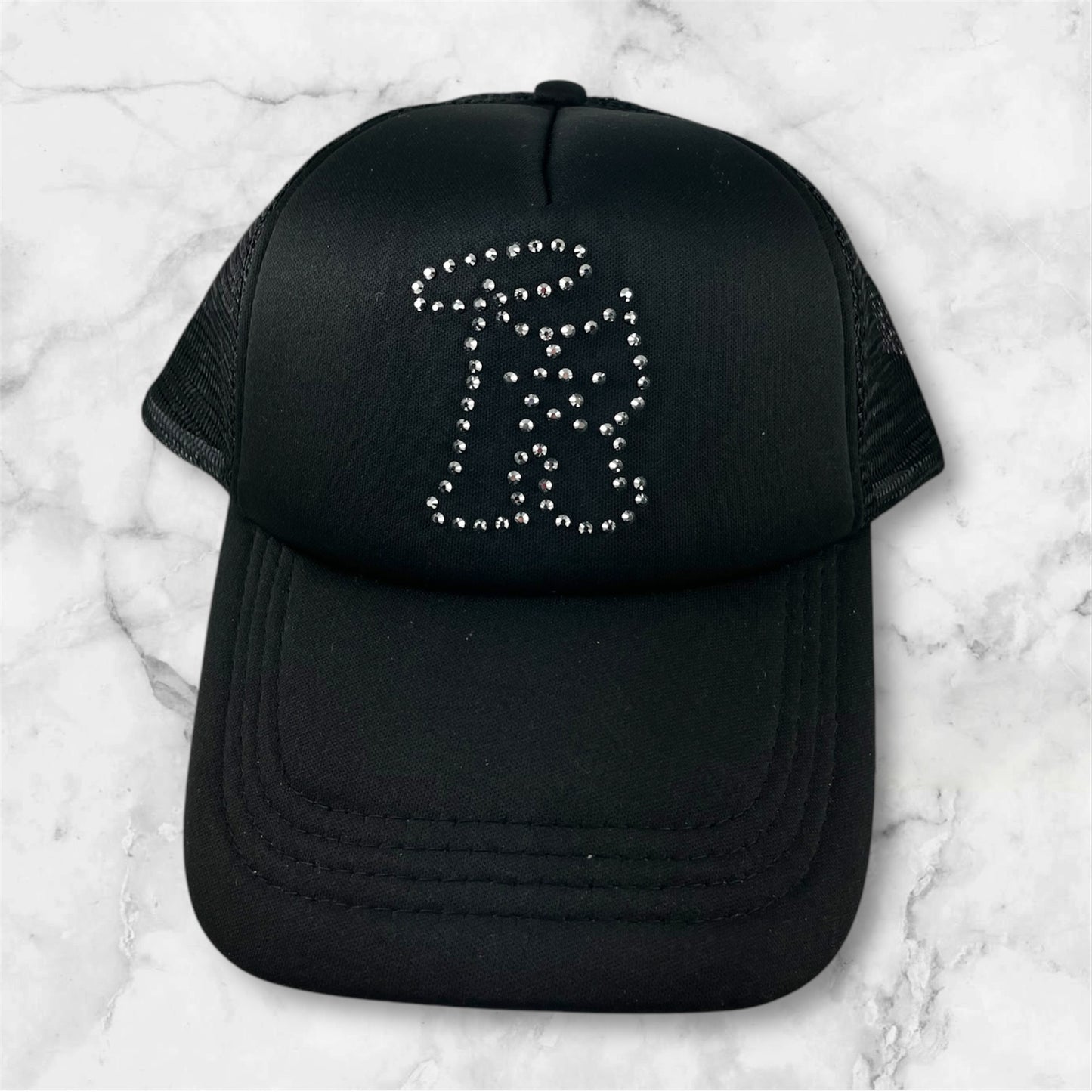 R-Logo Strass Trucker Hat Black/Silver Nail