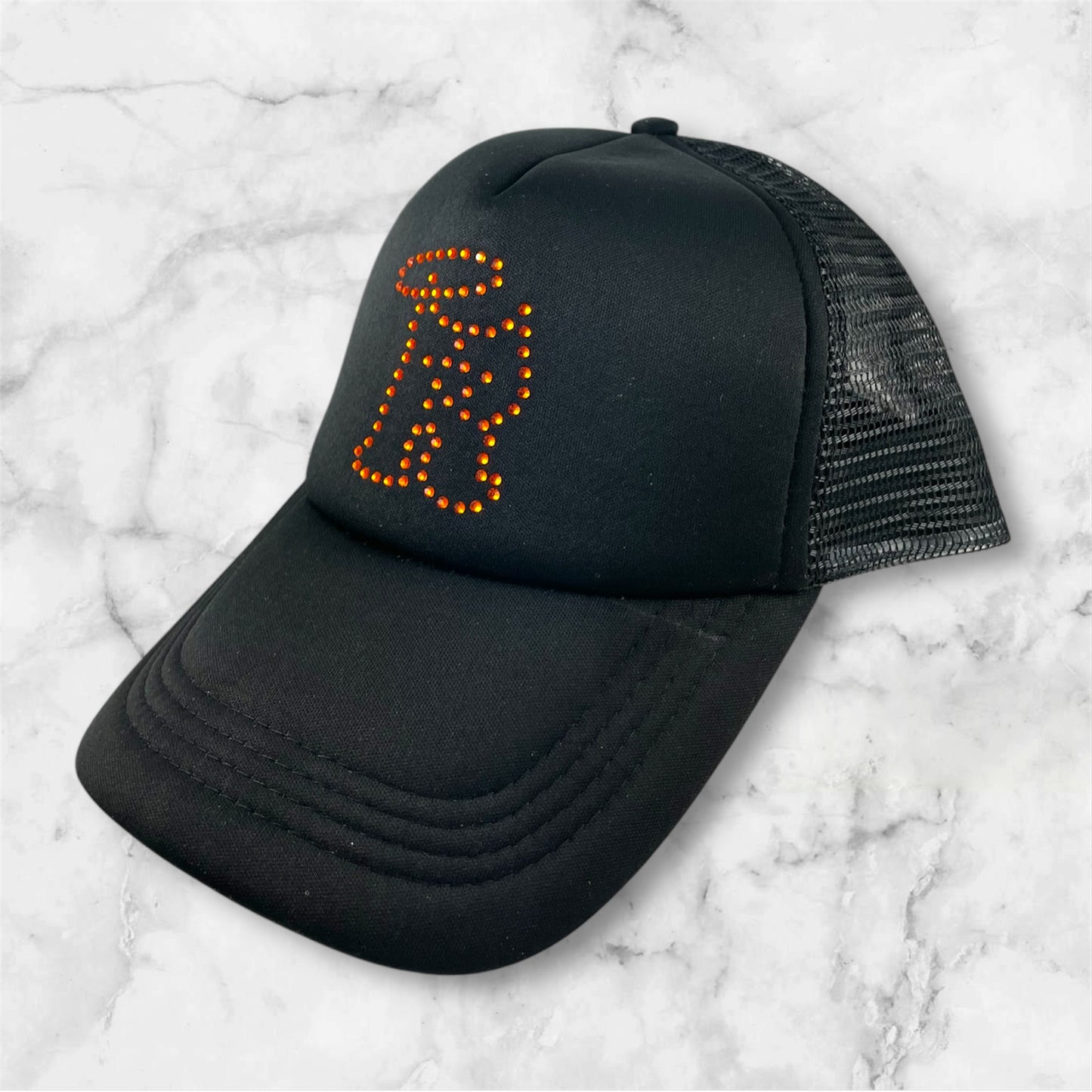 R-Logo Strass Trucker Hat Black/ Dark Orange