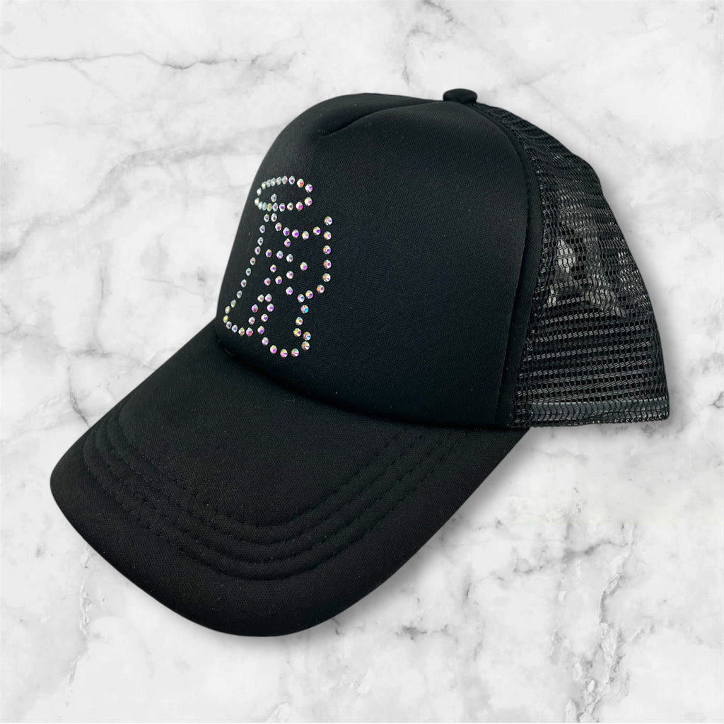 R-Logo Strass Trucker Hat Black/Rainbow Crystal