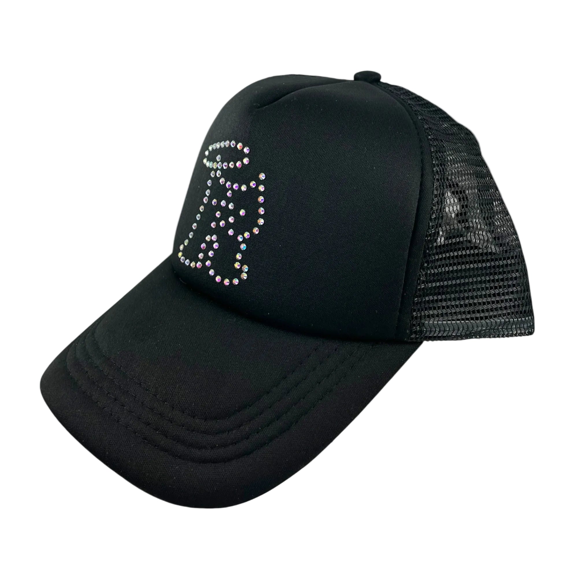 R-Logo Strass Trucker Hat Black/Rainbow Crystal