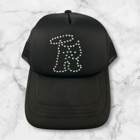 R-Logo Strass Trucker Hat Black/Rainbow Crystal