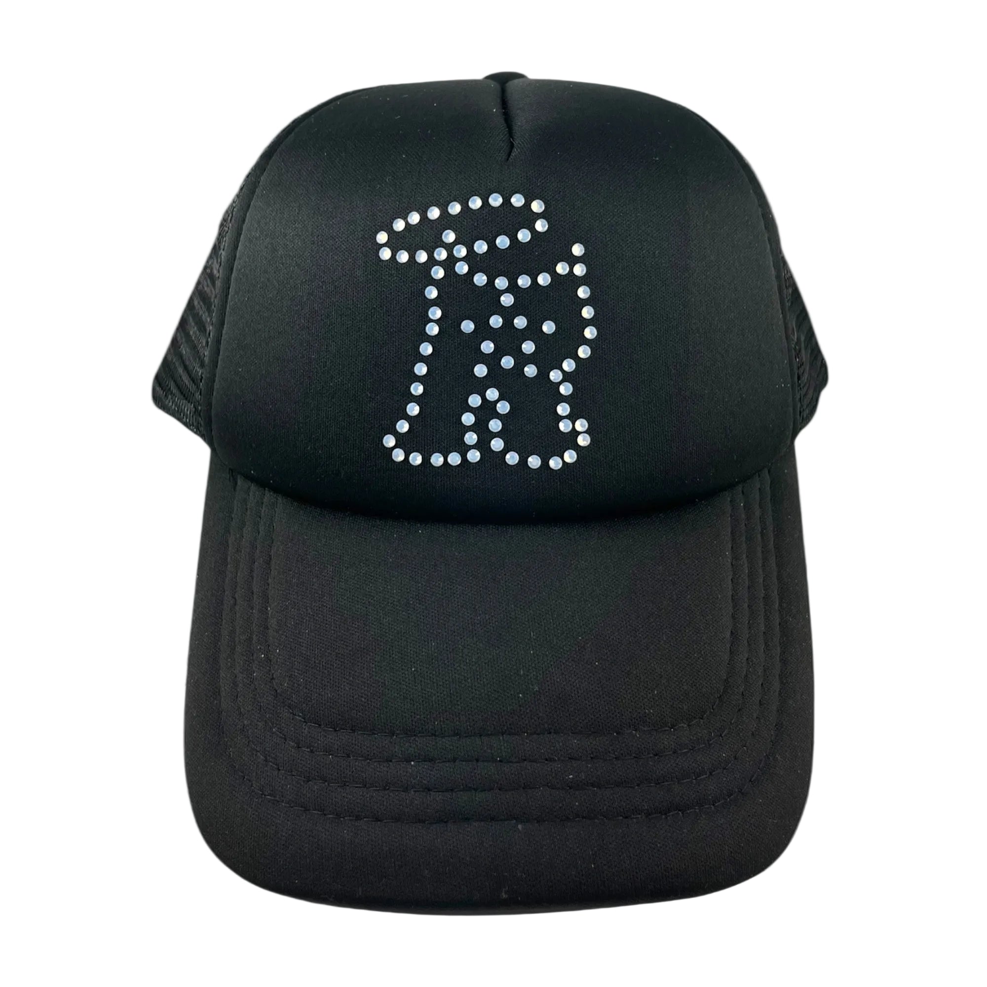 R-Logo Strass Trucker Hat Black/Light Opal Blue