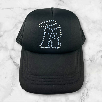 R-Logo Strass Trucker Hat Black/Light Opal Blue